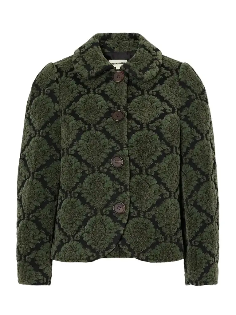 Cropped Cotton-blend Pile-jacquard Jacket