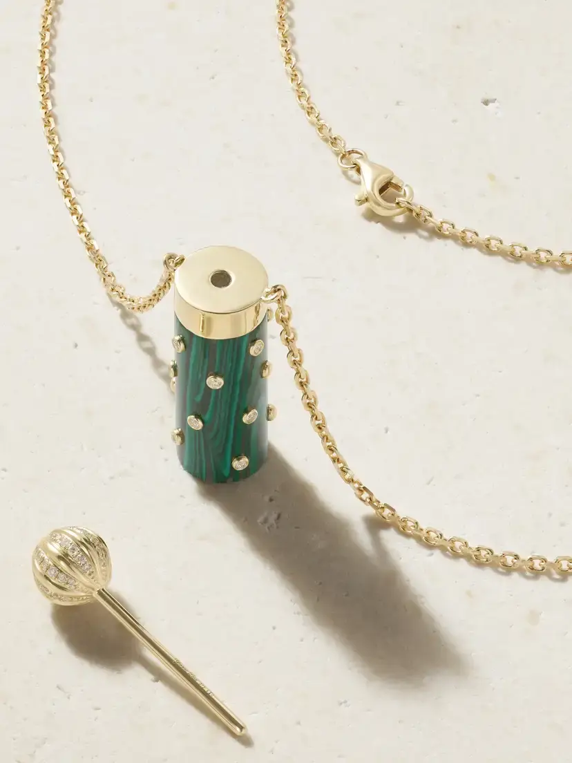 Yvonne Léon Petit Vase 9-karat Gold, Malachite And Diamond Necklace | Thumbnail 3 Yvonne Léon Petit Vase 9-karat Gold, Malachite And Diamond Necklace | Thumbnail 3