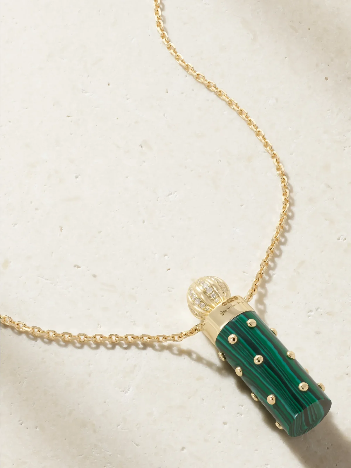 Petit Vase 9-karat Gold, Malachite And Diamond Necklace - Green Petit Vase 9-karat Gold, Malachite And Diamond Necklace - Green