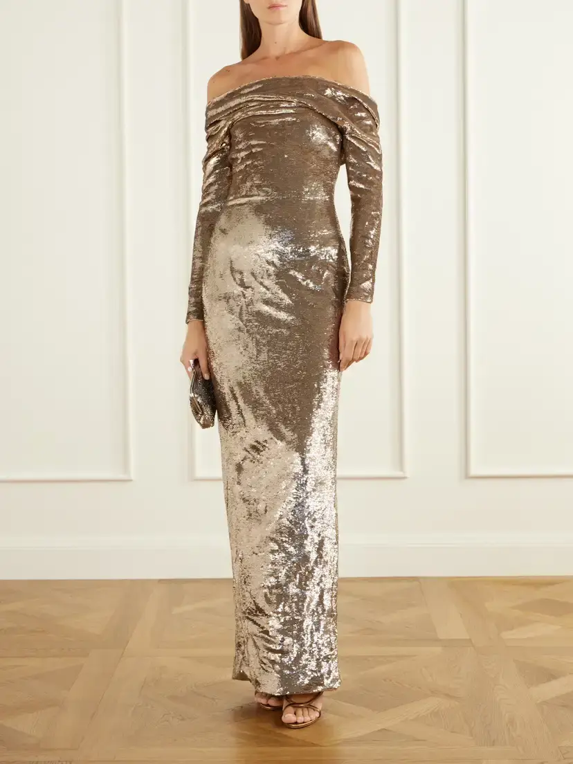 Marmar Halim Off-the-shoulder Sequin-embellished Crepe Gown | Thumbnail 2