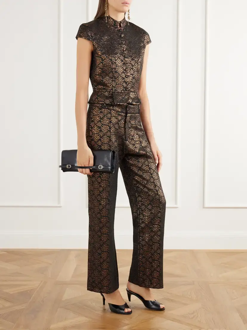DESTREE Yoshitomo Pintucked Brocade Straight-leg Pants | Thumbnail 2 DESTREE Yoshitomo Pintucked Brocade Straight-leg Pants | Thumbnail 2