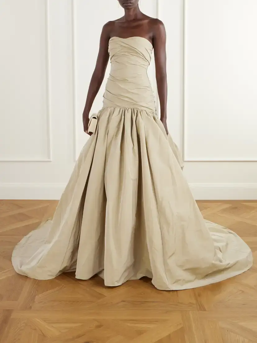 Marmar Halim Strapless Ruched Drop-waist Crepe Gown | Thumbnail 2