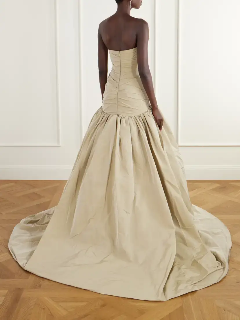 Marmar Halim Strapless Ruched Drop-waist Crepe Gown | Thumbnail 3