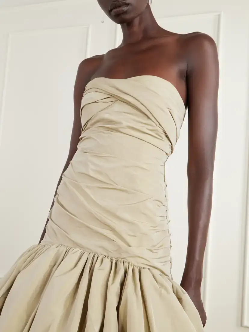 Marmar Halim Strapless Ruched Drop-waist Crepe Gown | Thumbnail 4