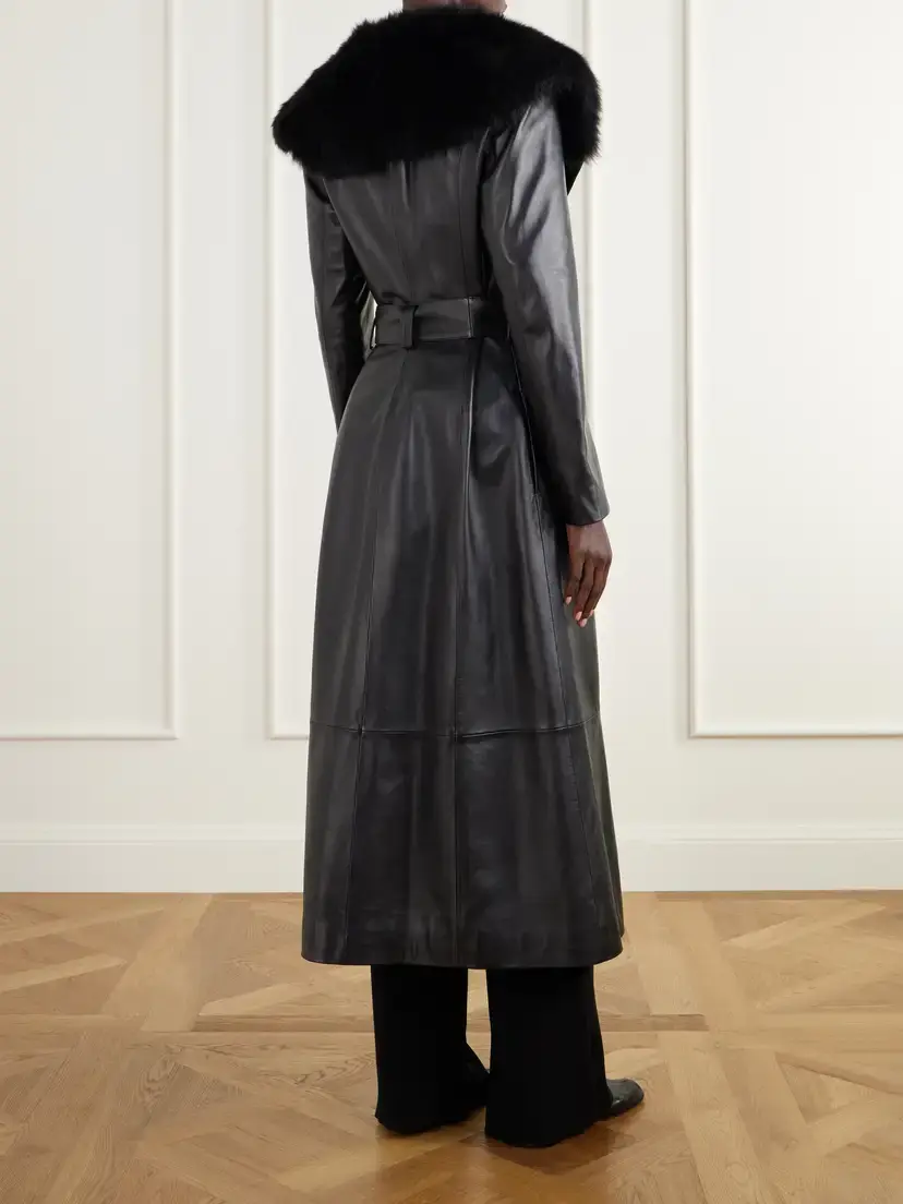 Tove Rosa Belted Paneled Shearling-trimmed Leather Wrap Coat | Thumbnail 3 Tove Rosa Belted Paneled Shearling-trimmed Leather Wrap Coat | Thumbnail 3