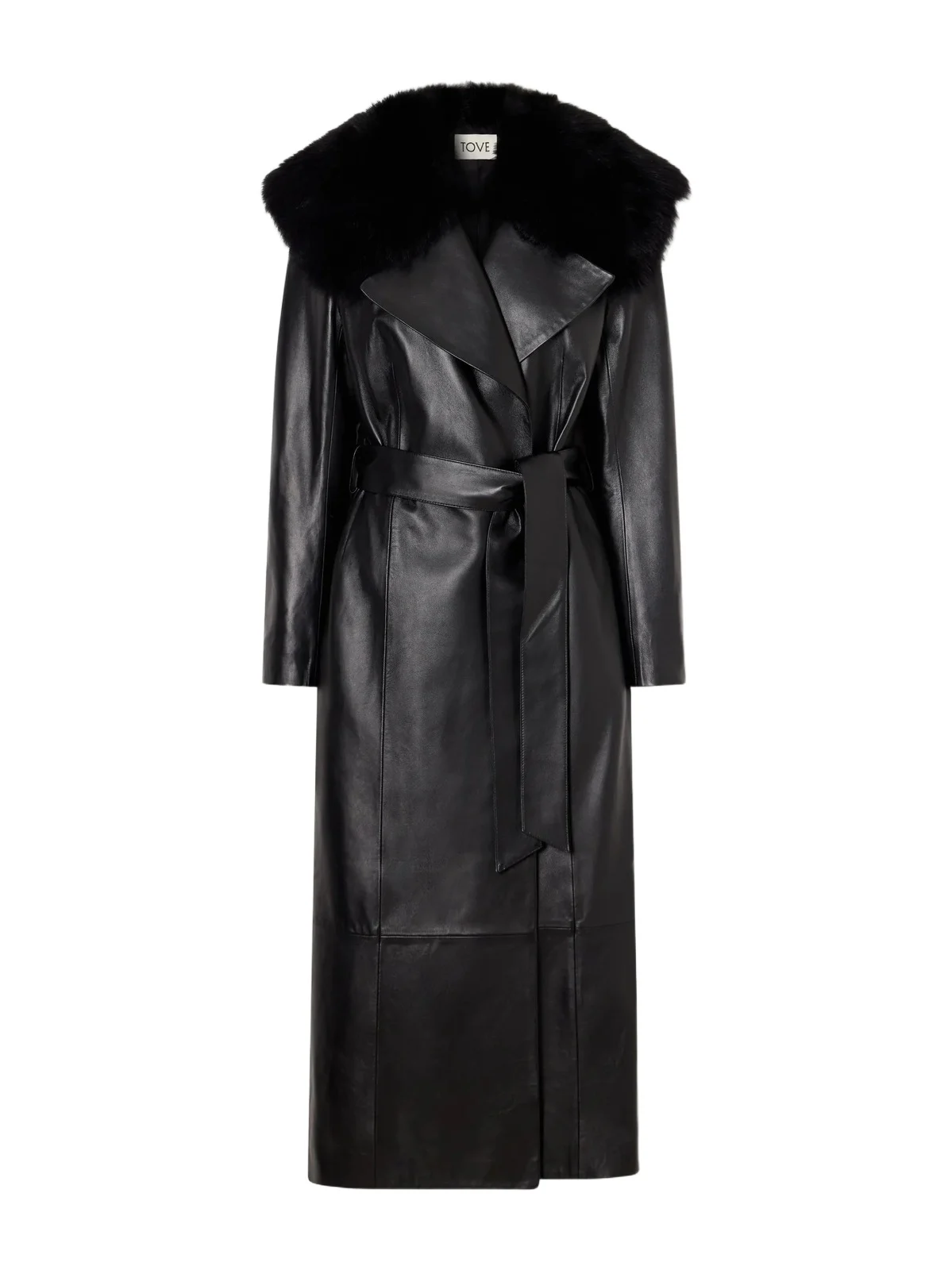 Rosa Belted Paneled Shearling-trimmed Leather Wrap Coat