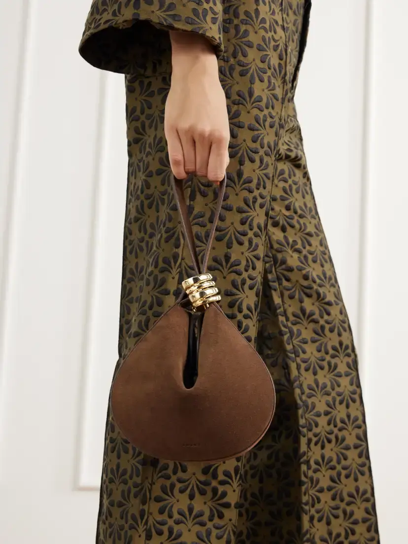 AMANU The Zambia Stacked Ring Suede Top-handle Bag | Thumbnail 2 AMANU The Zambia Stacked Ring Suede Top-handle Bag | Thumbnail 2