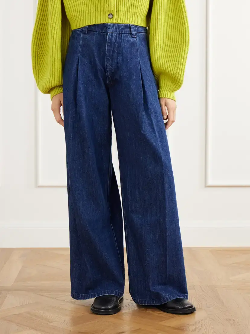 RÙADH The Crewe Pleated Recycled High-rise Wide-leg Jeans | Thumbnail 3 RÙADH The Crewe Pleated Recycled High-rise Wide-leg Jeans | Thumbnail 3
