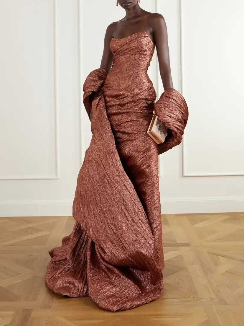 Marmar Halim Strapless Draped Brocade Wrap Gown | Thumbnail 2 Marmar Halim Strapless Draped Brocade Wrap Gown | Thumbnail 2