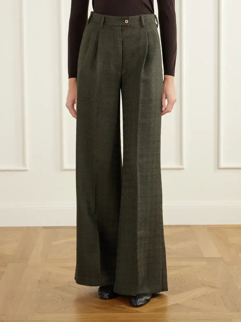 Giuliva Heritage The Jasmine Pleated Virgin Wool-blend Bouclé Wide-leg Pants | Thumbnail 3 Giuliva Heritage The Jasmine Pleated Virgin Wool-blend Bouclé Wide-leg Pants | Thumbnail 3