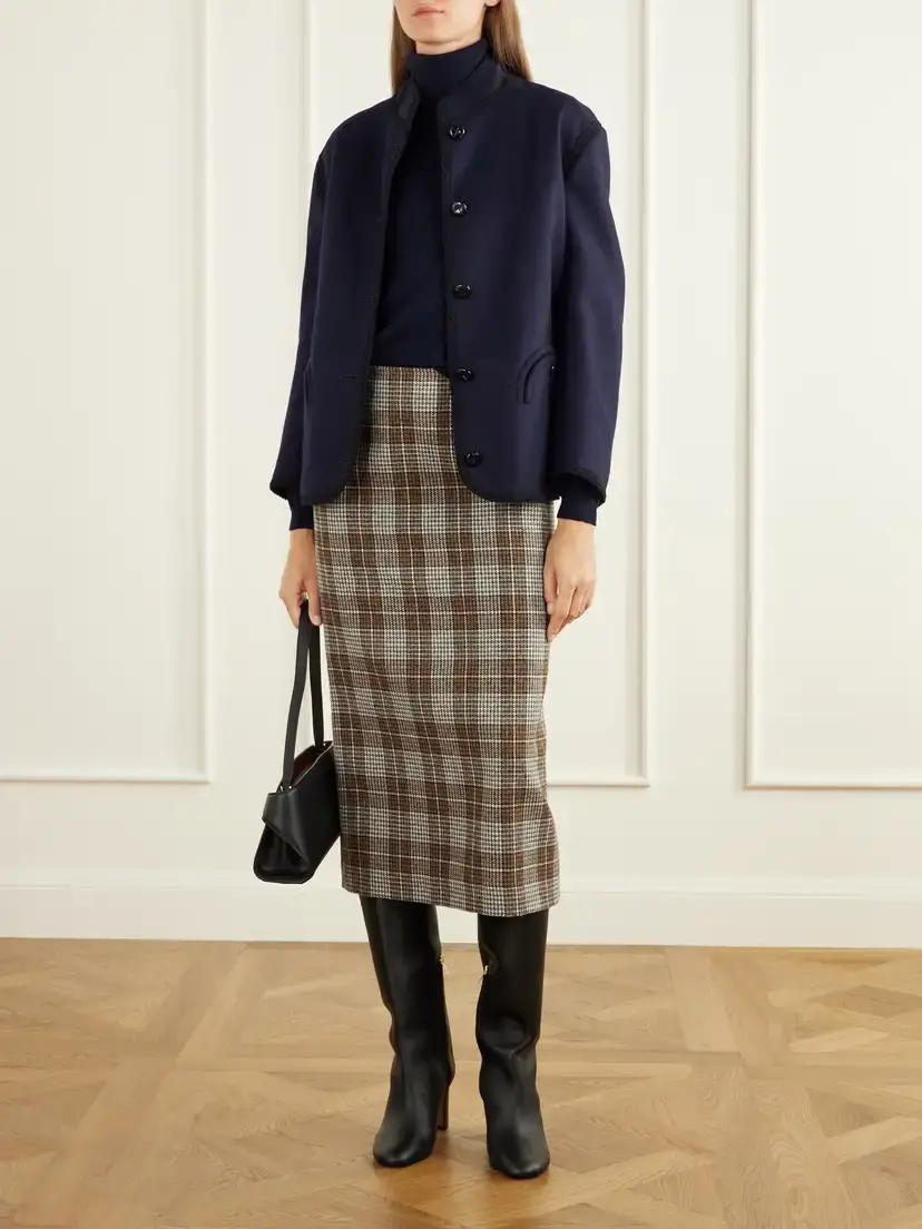 Giuliva Heritage The Virginia Checked Houndstooth Wool Knee-length Skirt | Thumbnail 2