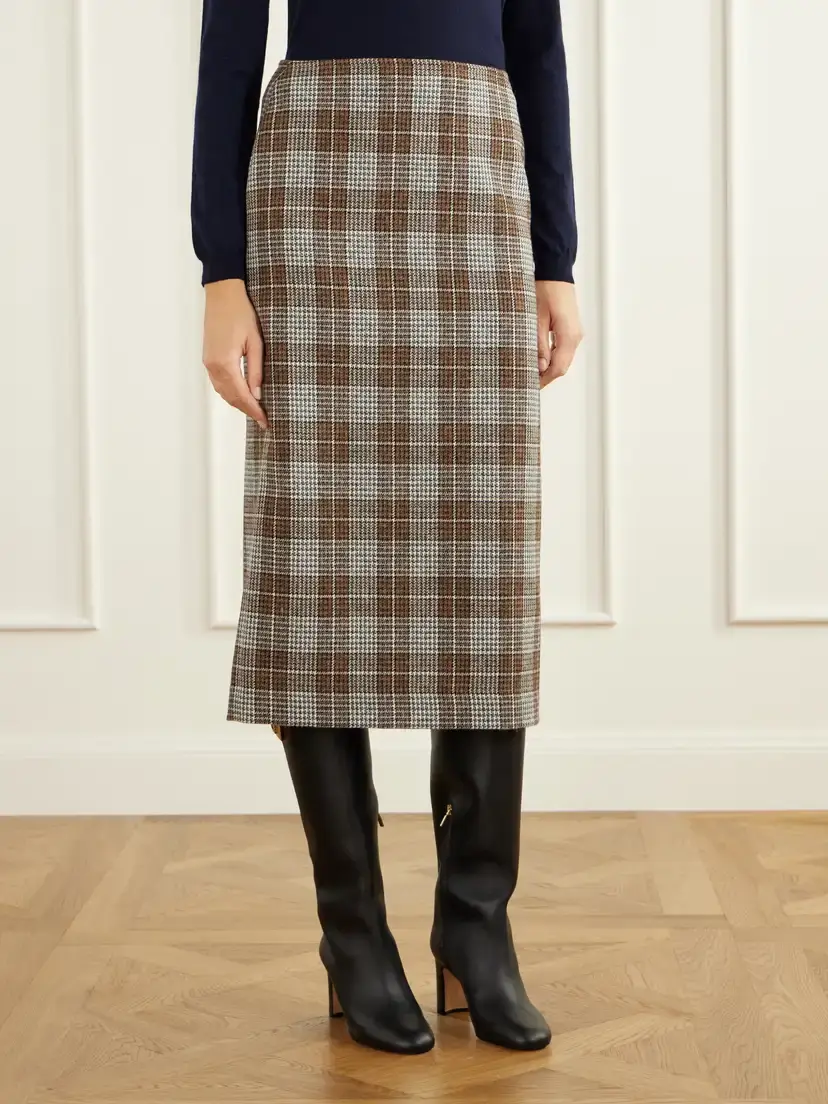 Giuliva Heritage The Virginia Checked Houndstooth Wool Knee-length Skirt | Thumbnail 3