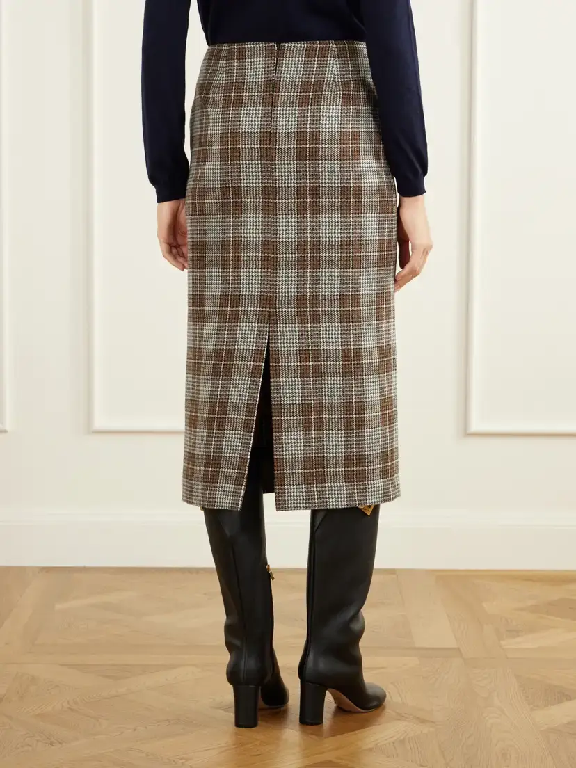Giuliva Heritage The Virginia Checked Houndstooth Wool Knee-length Skirt | Thumbnail 4