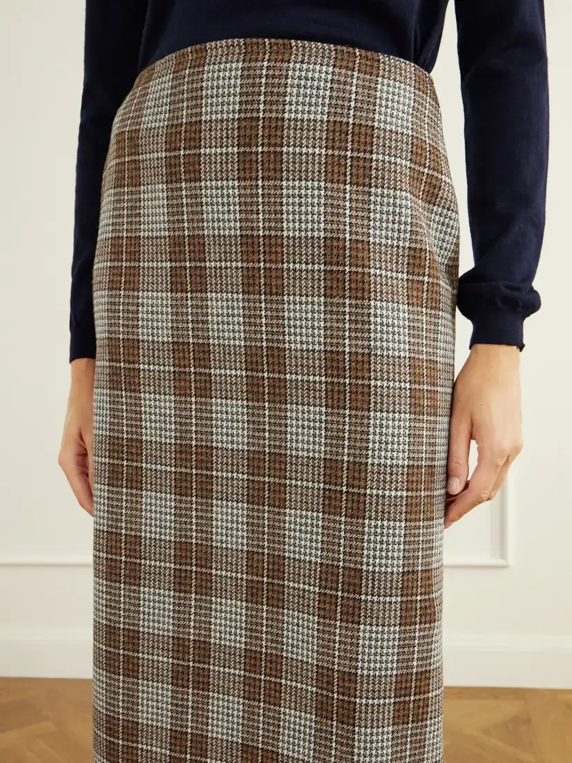 Giuliva Heritage The Virginia Checked Houndstooth Wool Knee-length Skirt | Thumbnail 5