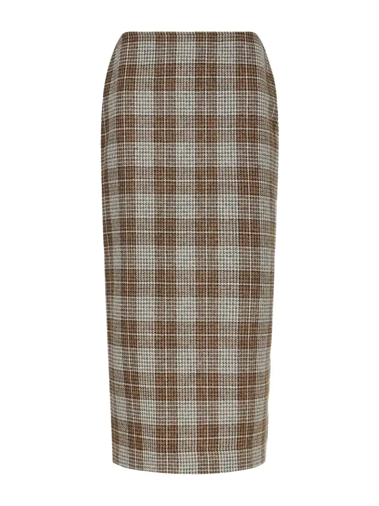 Giuliva Heritage The Virginia Checked Houndstooth Wool Knee-length Skirt