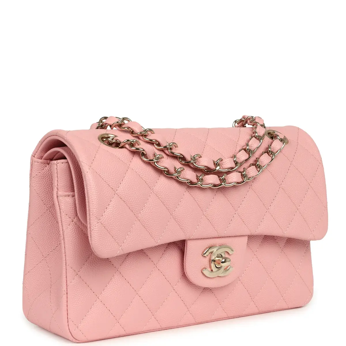 Chanel Chanel Small Classic Double Flap Bag Pink Shiny Caviar Light Gold Hardware | Thumbnail 2 Chanel Chanel Small Classic Double Flap Bag Pink Shiny Caviar Light Gold Hardware | Thumbnail 2