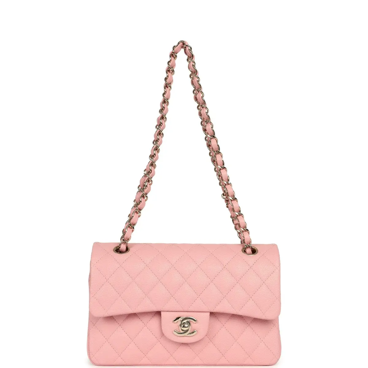 Chanel Chanel Small Classic Double Flap Bag Pink Shiny Caviar Light Gold Hardware | Thumbnail 7 Chanel Chanel Small Classic Double Flap Bag Pink Shiny Caviar Light Gold Hardware | Thumbnail 7
