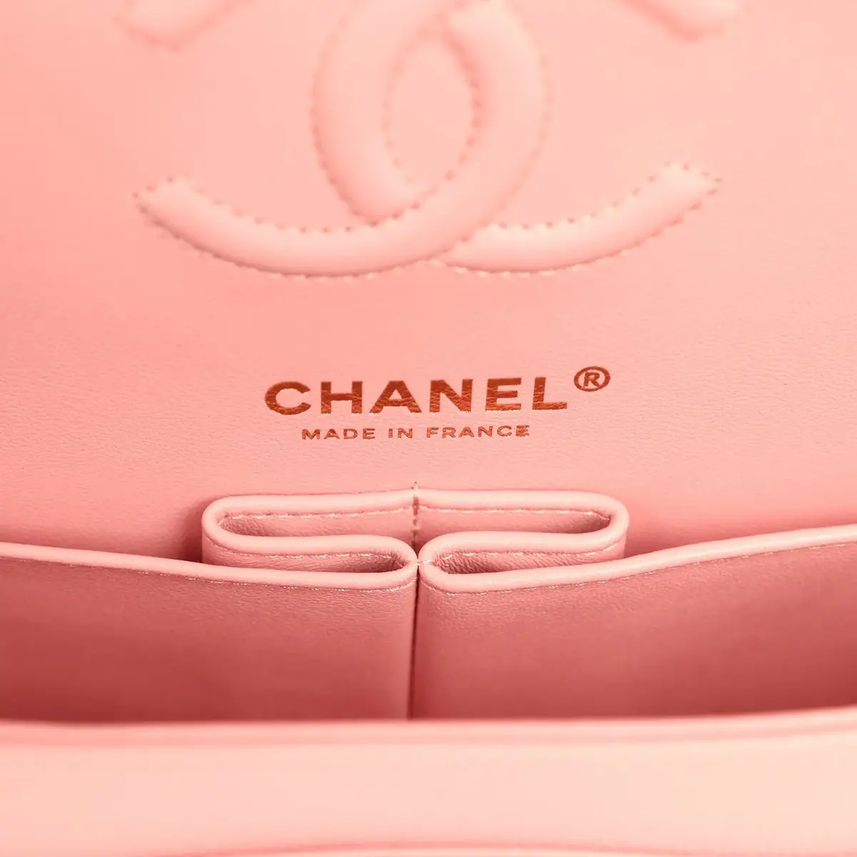 Chanel Chanel Small Classic Double Flap Bag Pink Shiny Caviar Light Gold Hardware | Thumbnail 9 Chanel Chanel Small Classic Double Flap Bag Pink Shiny Caviar Light Gold Hardware | Thumbnail 9