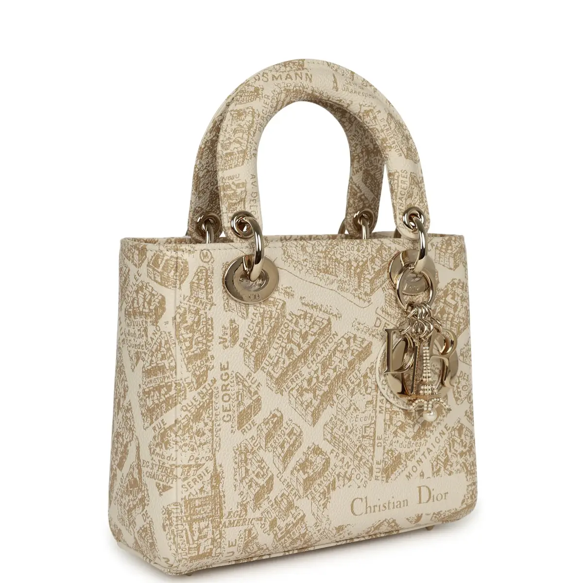 Dior Christian Dior Small "Plan de Paris" Lady Dior Bag Naturel, White Grained Calfskin Light Gold Hardware | Thumbnail 2 Dior Christian Dior Small "Plan de Paris" Lady Dior Bag Naturel, White Grained Calfskin Light Gold Hardware | Thumbnail 2