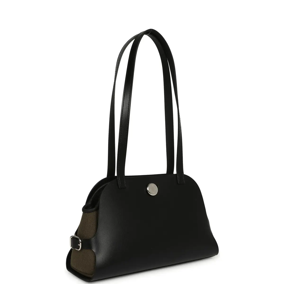 HERMÈS Hermes Tablier Sellier Black Vache Hunter, Swift, Vert Loden Toile Militaire Canvas Palladium Hardware | Thumbnail 2 HERMÈS Hermes Tablier Sellier Black Vache Hunter, Swift, Vert Loden Toile Militaire Canvas Palladium Hardware | Thumbnail 2