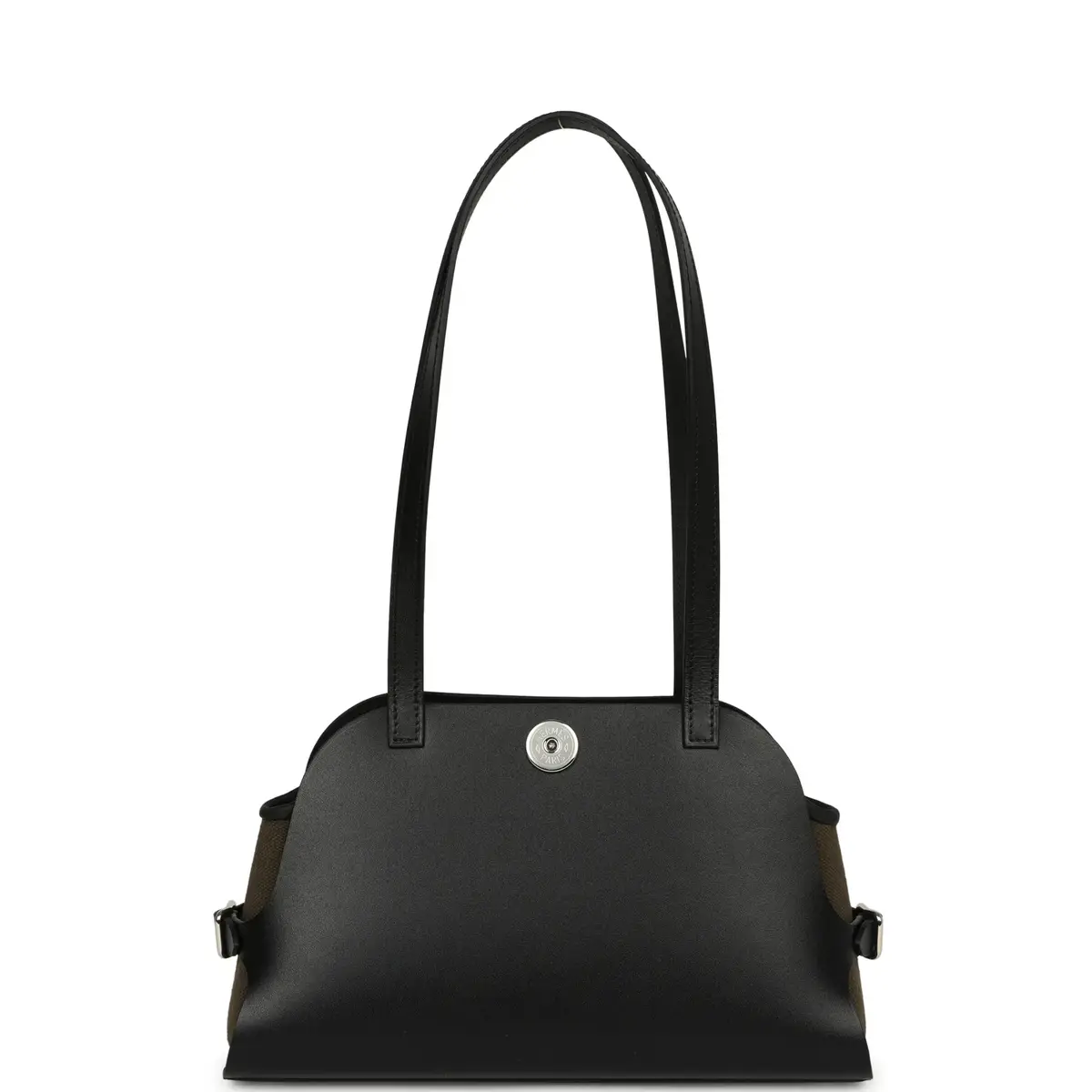 HERMÈS Hermes Tablier Sellier Black Vache Hunter, Swift, Vert Loden Toile Militaire Canvas Palladium Hardware | Thumbnail 4 HERMÈS Hermes Tablier Sellier Black Vache Hunter, Swift, Vert Loden Toile Militaire Canvas Palladium Hardware | Thumbnail 4