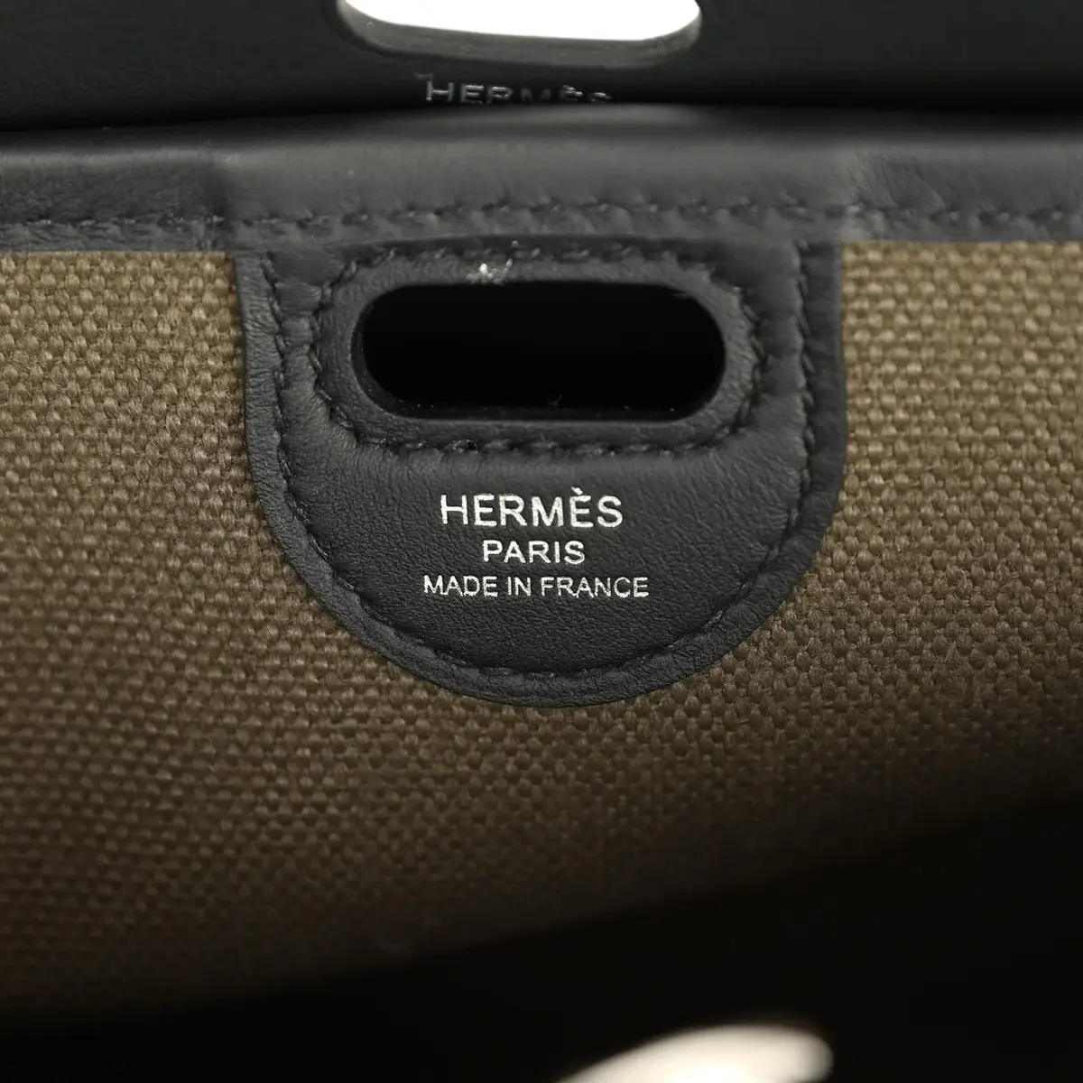 HERMÈS Hermes Tablier Sellier Black Vache Hunter, Swift, Vert Loden Toile Militaire Canvas Palladium Hardware | Thumbnail 9 HERMÈS Hermes Tablier Sellier Black Vache Hunter, Swift, Vert Loden Toile Militaire Canvas Palladium Hardware | Thumbnail 9