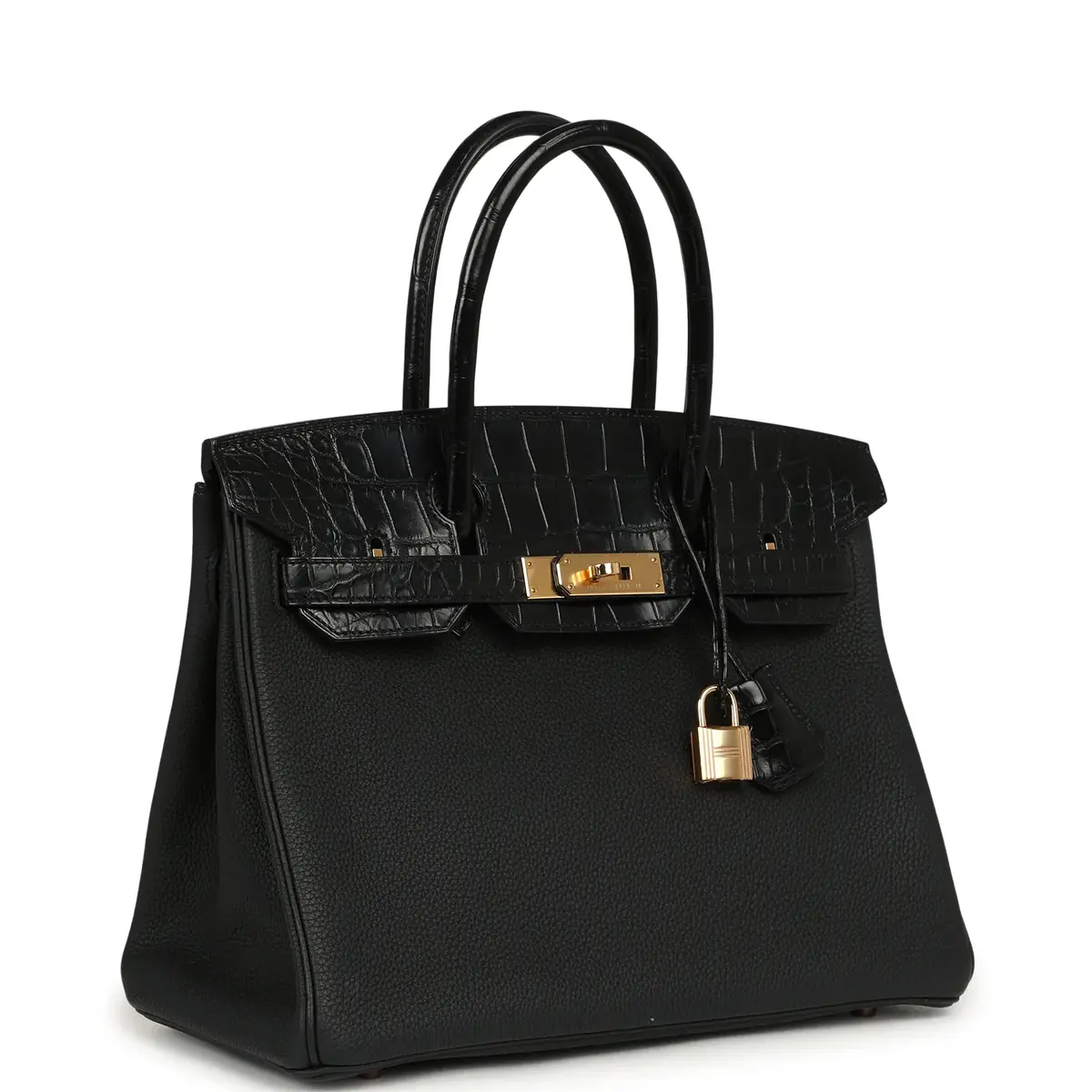 HERMÈS Pre-owned Hermes Birkin 30 Black Togo, Matte Alligator Touch Rose Gold Hardware | Thumbnail 2 HERMÈS Pre-owned Hermes Birkin 30 Black Togo, Matte Alligator Touch Rose Gold Hardware | Thumbnail 2