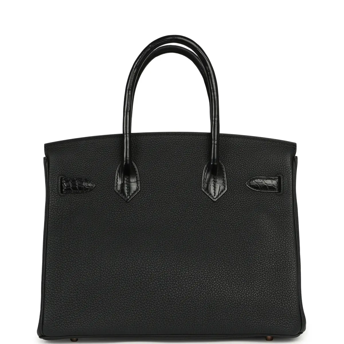 HERMÈS Pre-owned Hermes Birkin 30 Black Togo, Matte Alligator Touch Rose Gold Hardware | Thumbnail 4 HERMÈS Pre-owned Hermes Birkin 30 Black Togo, Matte Alligator Touch Rose Gold Hardware | Thumbnail 4