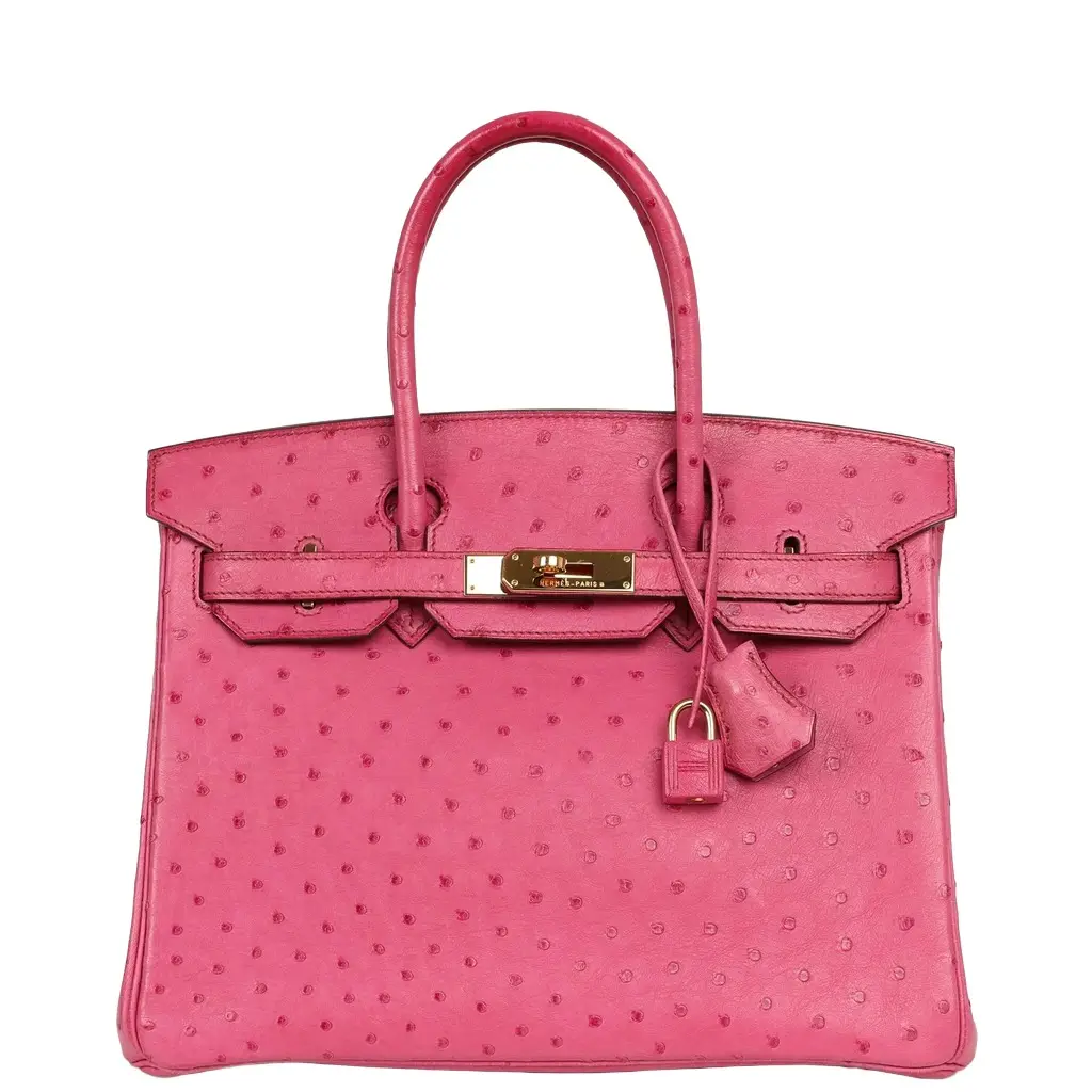 HERMÈS Pre-owned Hermes Birkin 30 Fuchsia Ostrich Gold Hardware