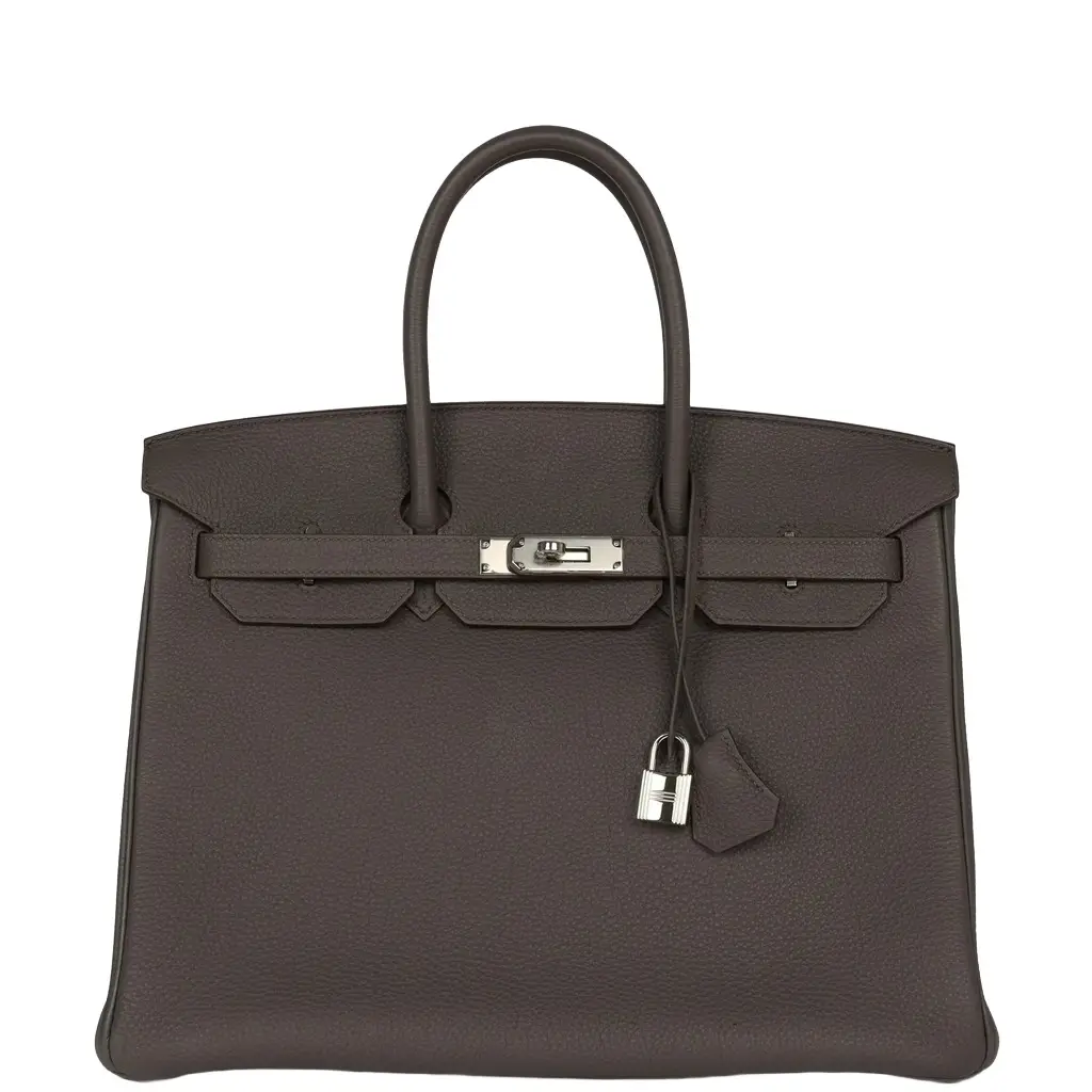 HERMÈS Pre-owned Hermes Birkin 35 Etain Togo Palladium Hardware