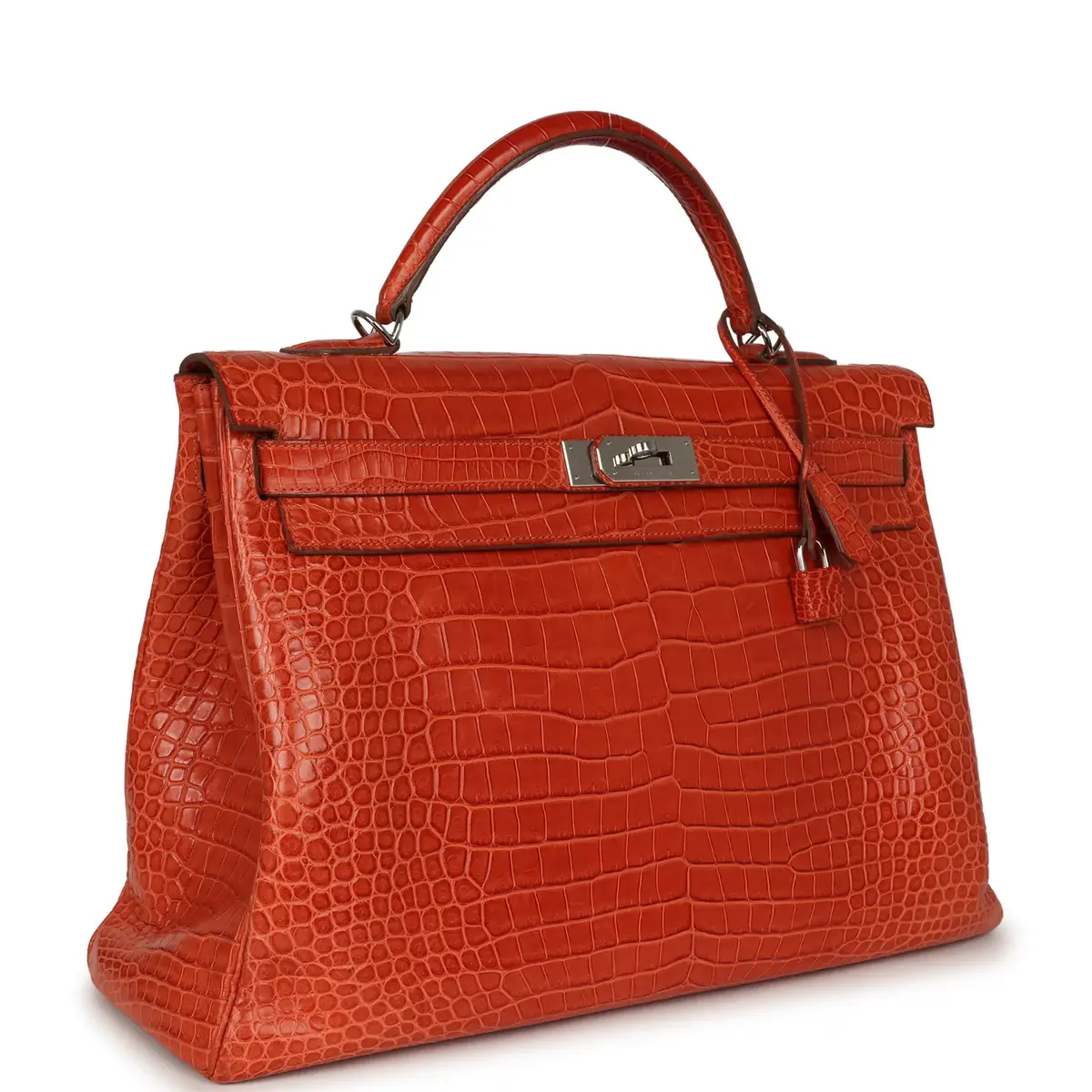 HERMÈS Pre-owned Hermes Kelly Retourne 40 Sanguine Matte Porosus Crocodile Palladium Hardware | Thumbnail 2 HERMÈS Pre-owned Hermes Kelly Retourne 40 Sanguine Matte Porosus Crocodile Palladium Hardware | Thumbnail 2