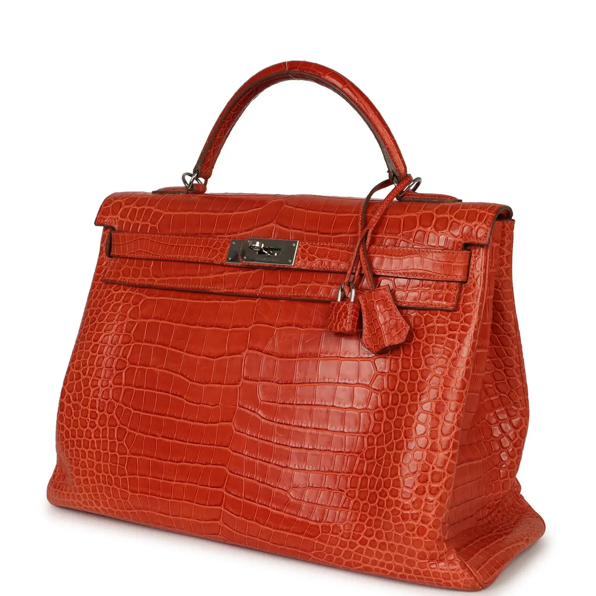 HERMÈS Pre-owned Hermes Kelly Retourne 40 Sanguine Matte Porosus Crocodile Palladium Hardware | Thumbnail 5 HERMÈS Pre-owned Hermes Kelly Retourne 40 Sanguine Matte Porosus Crocodile Palladium Hardware | Thumbnail 5