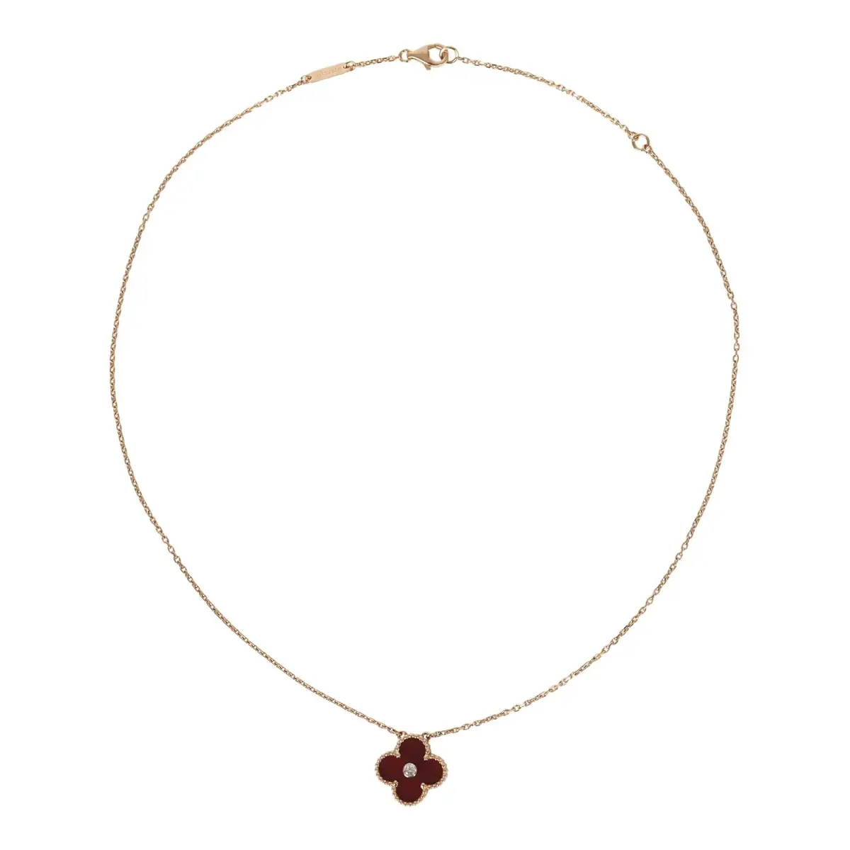 Van Cleef & Arpels Pre-owned Van Cleef & Arpels 2011 Holiday Vintage Alhambra Pendant Necklace Carnelian 18K Rose Gold & Diamonds | Thumbnail 6 Van Cleef & Arpels Pre-owned Van Cleef & Arpels 2011 Holiday Vintage Alhambra Pendant Necklace Carnelian 18K Rose Gold & Diamonds | Thumbnail 6
