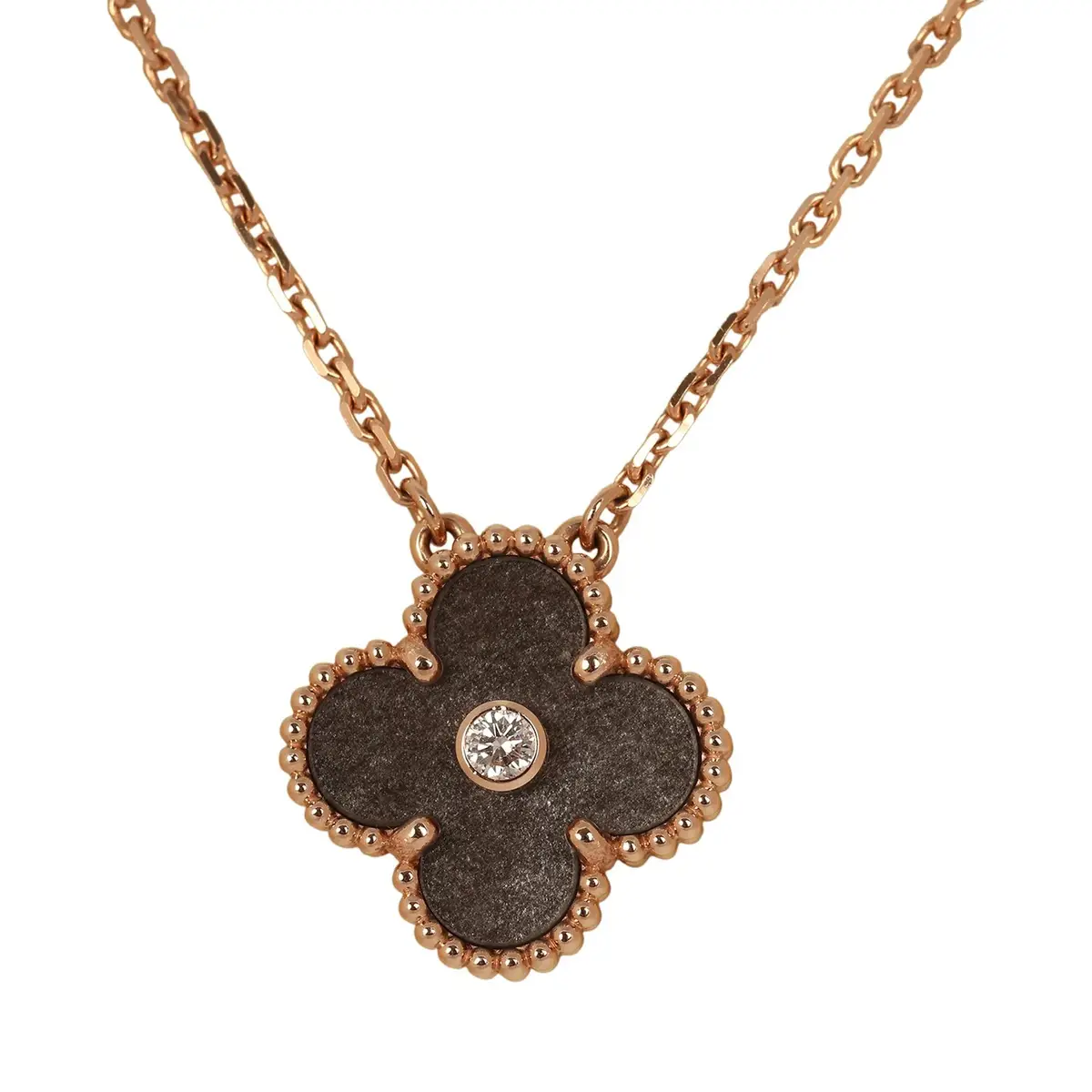 Van Cleef & Arpels Pre-owned Van Cleef & Arpels 2023 Holiday Vintage Alhambra Pendant Necklace Silver Obsidian White Diamond Rose Gold | Thumbnail 2 Van Cleef & Arpels Pre-owned Van Cleef & Arpels 2023 Holiday Vintage Alhambra Pendant Necklace Silver Obsidian White Diamond Rose Gold | Thumbnail 2