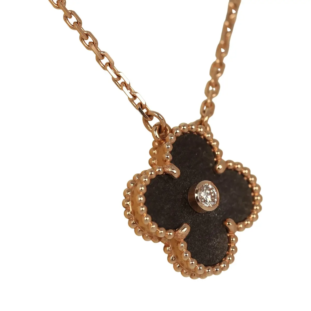 Van Cleef & Arpels Pre-owned Van Cleef & Arpels 2023 Holiday Vintage Alhambra Pendant Necklace Silver Obsidian White Diamond Rose Gold | Thumbnail 3 Van Cleef & Arpels Pre-owned Van Cleef & Arpels 2023 Holiday Vintage Alhambra Pendant Necklace Silver Obsidian White Diamond Rose Gold | Thumbnail 3