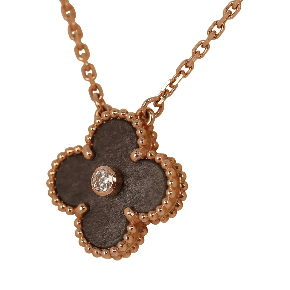 Van Cleef & Arpels Pre-owned Van Cleef & Arpels 2023 Holiday Vintage Alhambra Pendant Necklace Silver Obsidian White Diamond Rose Gold | Thumbnail 5 Van Cleef & Arpels Pre-owned Van Cleef & Arpels 2023 Holiday Vintage Alhambra Pendant Necklace Silver Obsidian White Diamond Rose Gold | Thumbnail 5