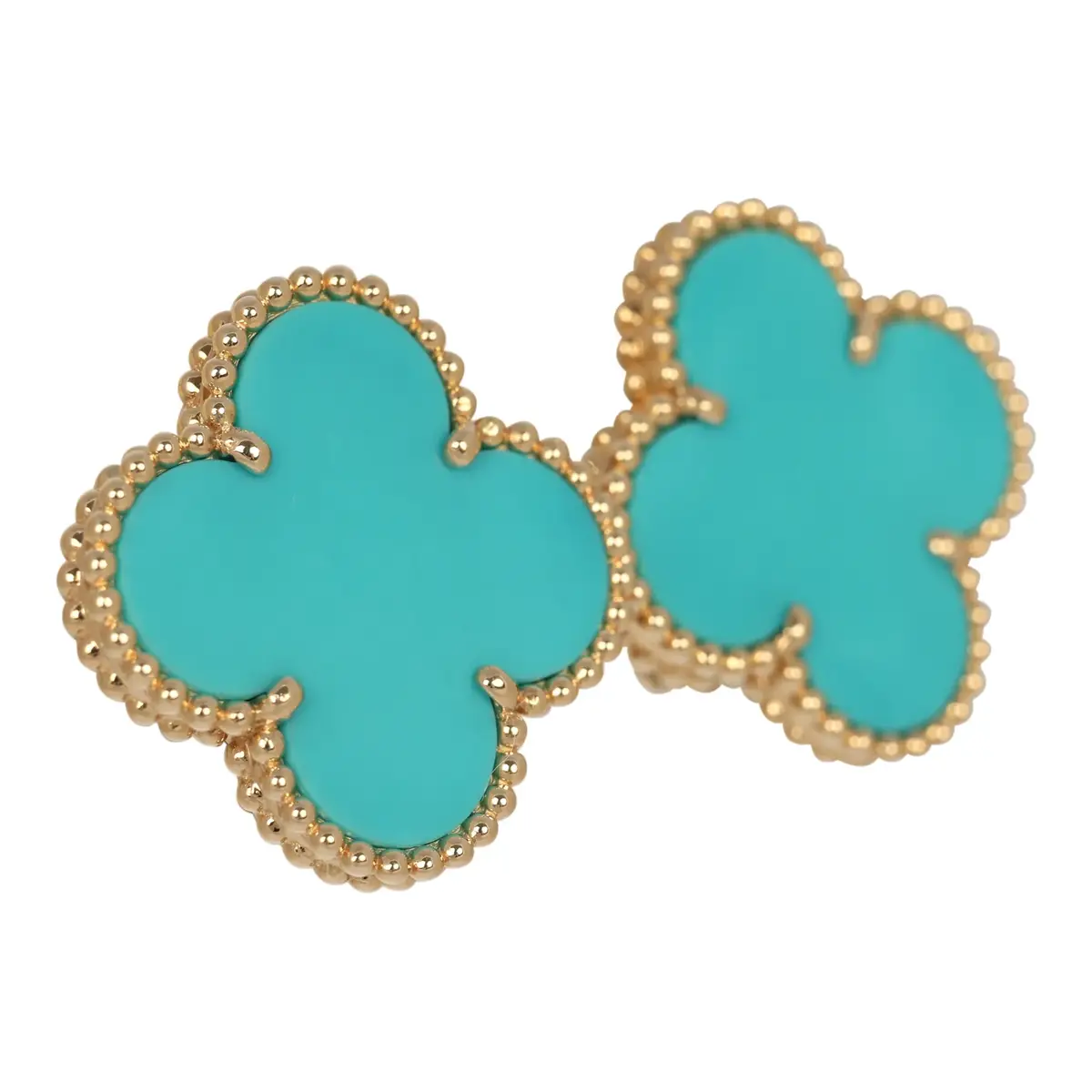 Van Cleef & Arpels Pre-owned Van Cleef & Arpels Magic Alhambra Turquoise Earrings 18K Yellow Gold | Thumbnail 2