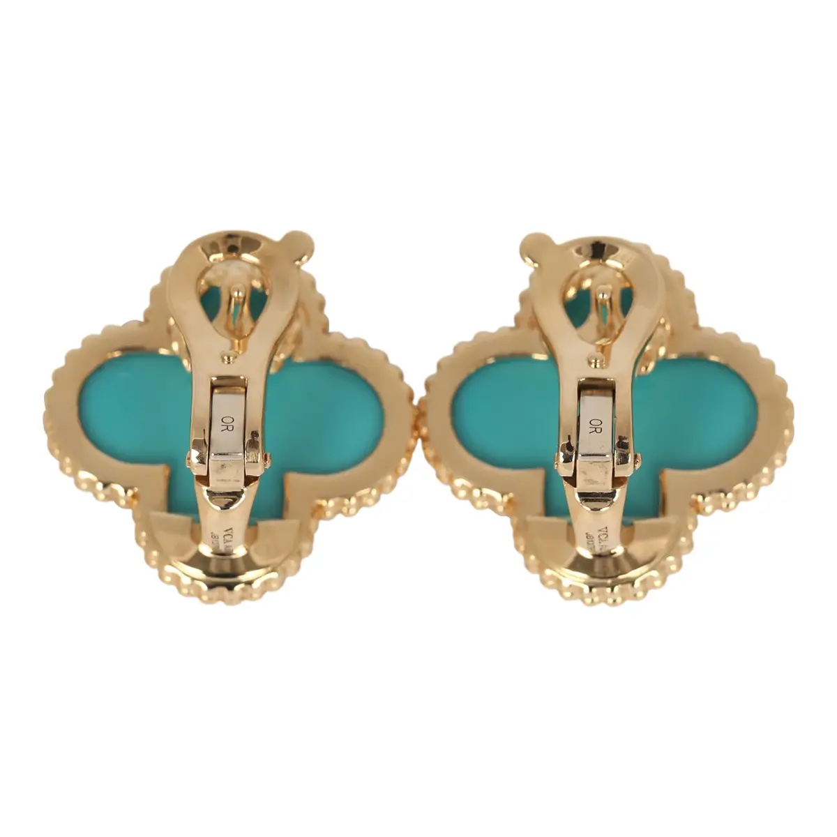 Van Cleef & Arpels Pre-owned Van Cleef & Arpels Magic Alhambra Turquoise Earrings 18K Yellow Gold | Thumbnail 3
