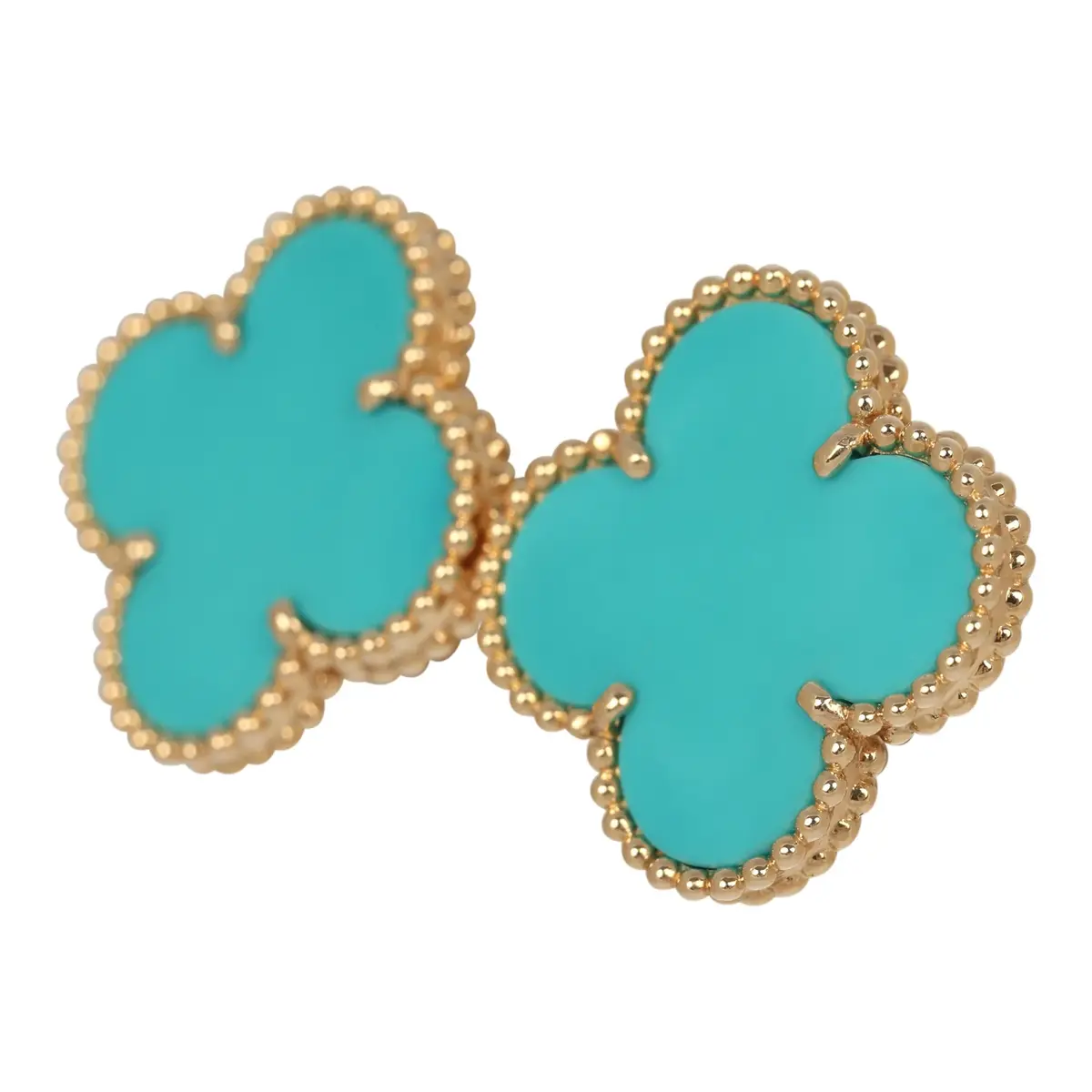 Van Cleef & Arpels Pre-owned Van Cleef & Arpels Magic Alhambra Turquoise Earrings 18K Yellow Gold | Thumbnail 4