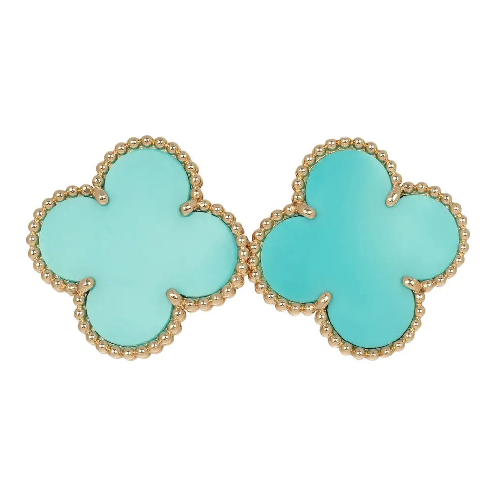 Pre-owned Van Cleef & Arpels Magic Alhambra Turquoise Earrings 18K Yellow Gold Pre-owned Van Cleef & Arpels Magic Alhambra Turquoise Earrings 18K Yellow Gold