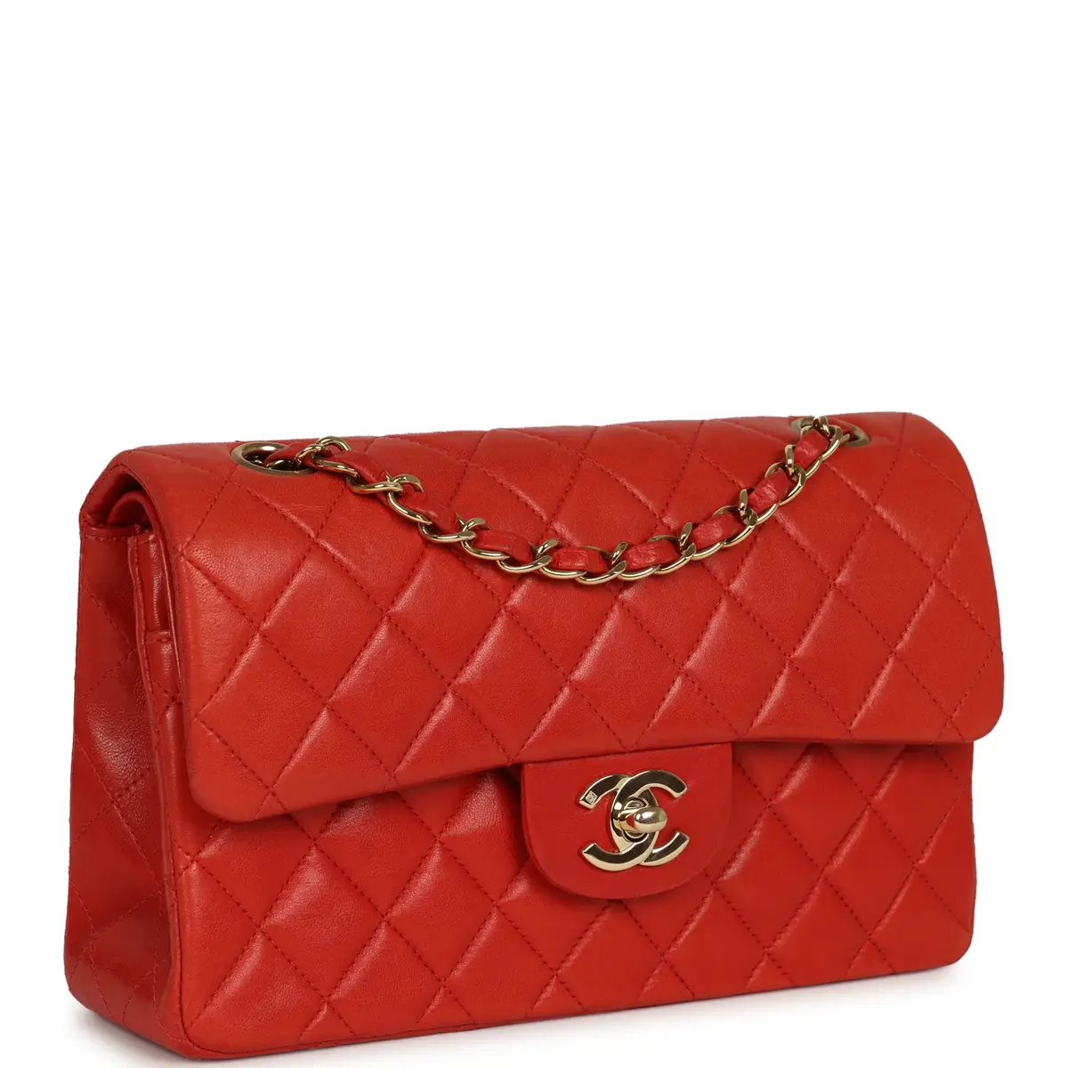 Chanel Vintage Chanel Small Classic Double Flap Bag Red Lambskin Gold Hardware | Thumbnail 2 Chanel Vintage Chanel Small Classic Double Flap Bag Red Lambskin Gold Hardware | Thumbnail 2