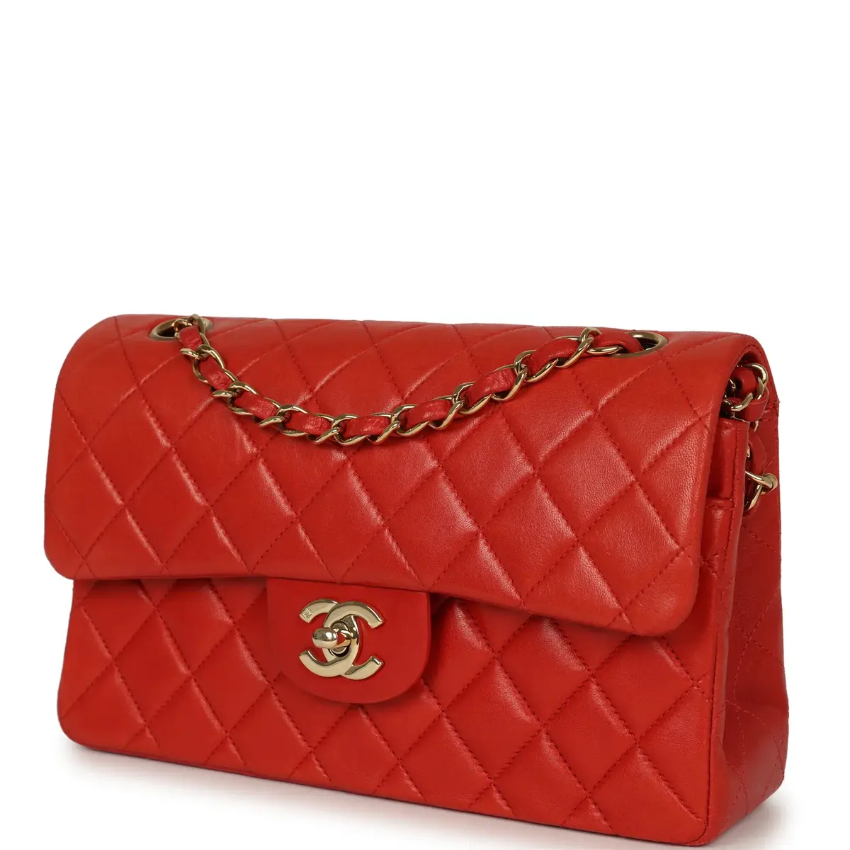 Chanel Vintage Chanel Small Classic Double Flap Bag Red Lambskin Gold Hardware | Thumbnail 5 Chanel Vintage Chanel Small Classic Double Flap Bag Red Lambskin Gold Hardware | Thumbnail 5