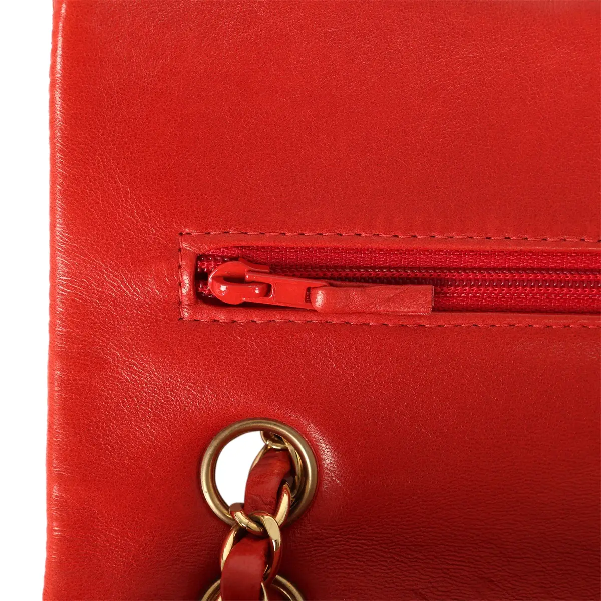 Chanel Vintage Chanel Small Classic Double Flap Bag Red Lambskin Gold Hardware | Thumbnail 8 Chanel Vintage Chanel Small Classic Double Flap Bag Red Lambskin Gold Hardware | Thumbnail 8