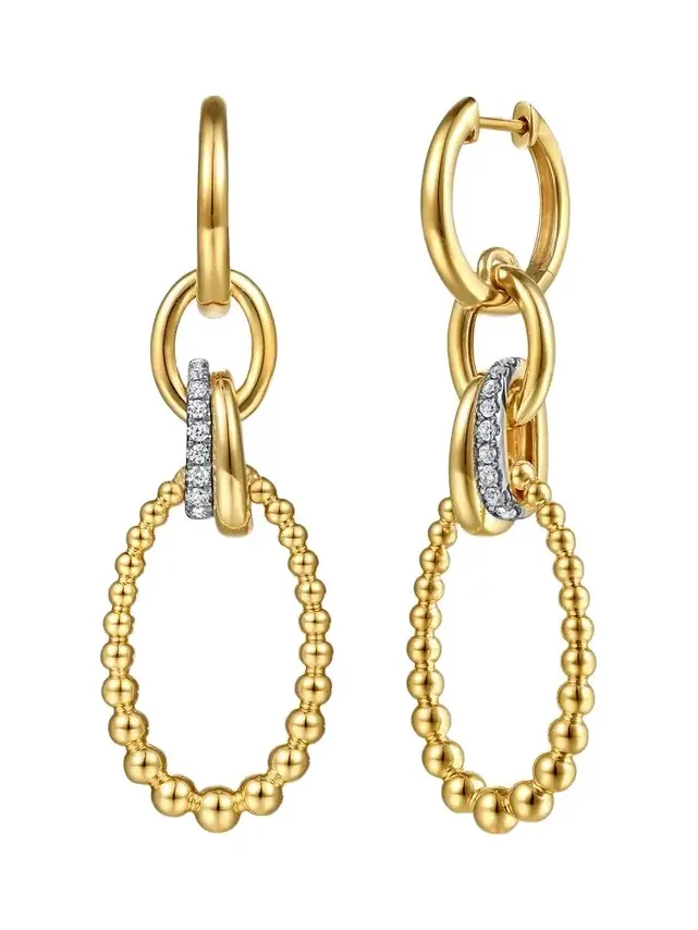 Women's Two-Tone 14K Gold & 0.22 TCW Diamond Oval Drop Earrings
