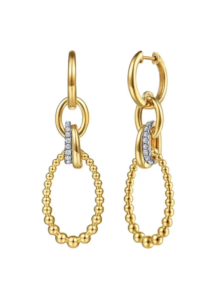 Women's Two-Tone 14K Gold & 0.22 TCW Diamond Oval Drop Earrings Women's Two-Tone 14K Gold & 0.22 TCW Diamond Oval Drop Earrings