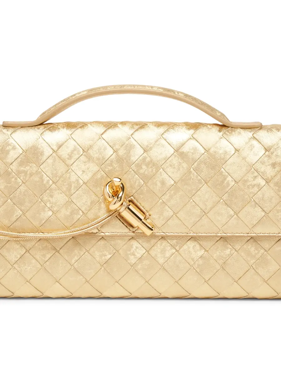 Bottega Veneta Women's Andiamo Intrecciato Metallic Satin Leather Top-Handle Clutch | Thumbnail 4 Bottega Veneta Women's Andiamo Intrecciato Metallic Satin Leather Top-Handle Clutch | Thumbnail 4
