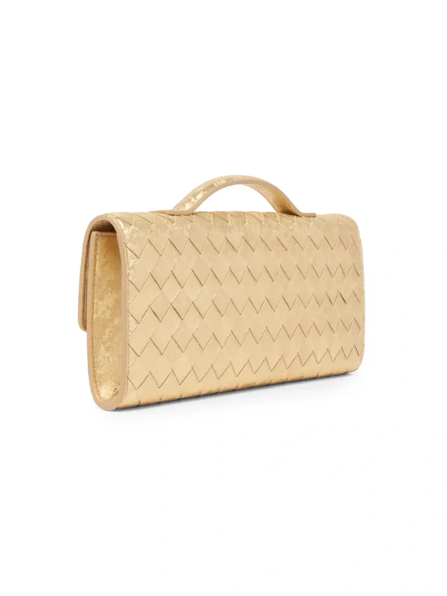Bottega Veneta Women's Andiamo Intrecciato Metallic Satin Leather Top-Handle Clutch | Thumbnail 6 Bottega Veneta Women's Andiamo Intrecciato Metallic Satin Leather Top-Handle Clutch | Thumbnail 6