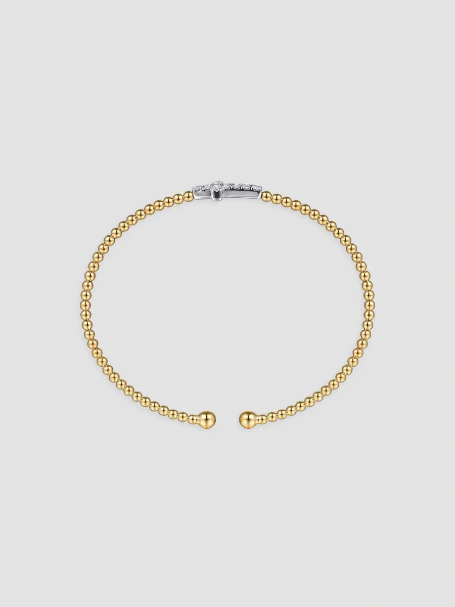 Gabriel & Co Women's Two-Tone 14K Gold & 0.20 TCW Diamond Cross Beaded Cuff | Thumbnail 4 Gabriel & Co Women's Two-Tone 14K Gold & 0.20 TCW Diamond Cross Beaded Cuff | Thumbnail 4