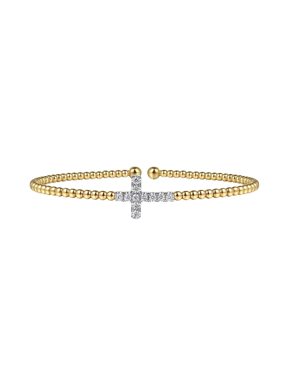 Women's Two-Tone 14K Gold & 0.20 TCW Diamond Cross Beaded Cuff Women's Two-Tone 14K Gold & 0.20 TCW Diamond Cross Beaded Cuff
