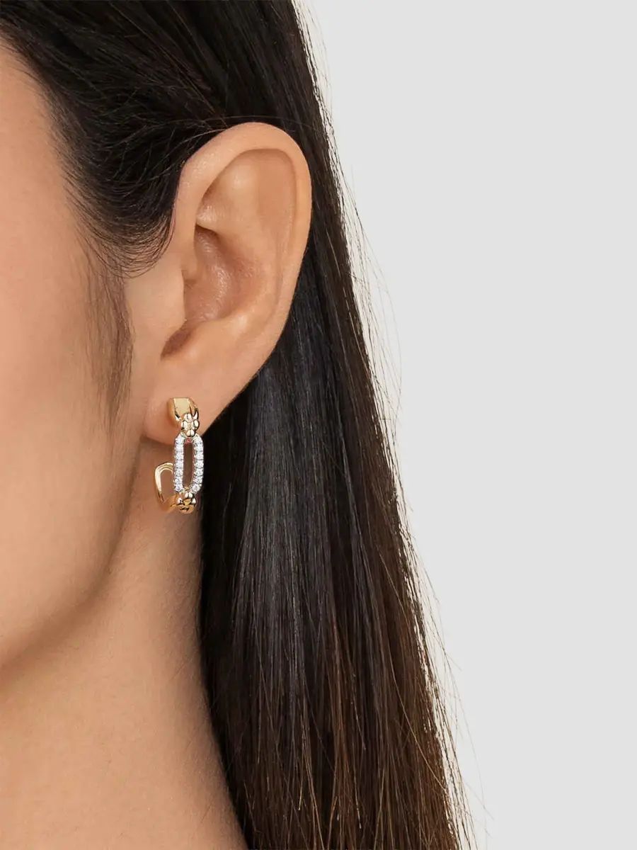 Gabriel & Co Women's Two-Tone 14K Gold & 0.17 TCW Diamond Half-Hoop Earrings | Thumbnail 2 Gabriel & Co Women's Two-Tone 14K Gold & 0.17 TCW Diamond Half-Hoop Earrings | Thumbnail 2